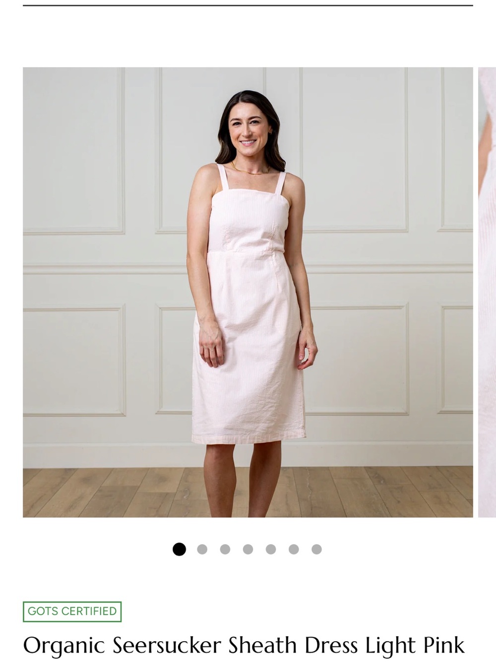 Classic Light Pink Midi Dress with Thin Straps